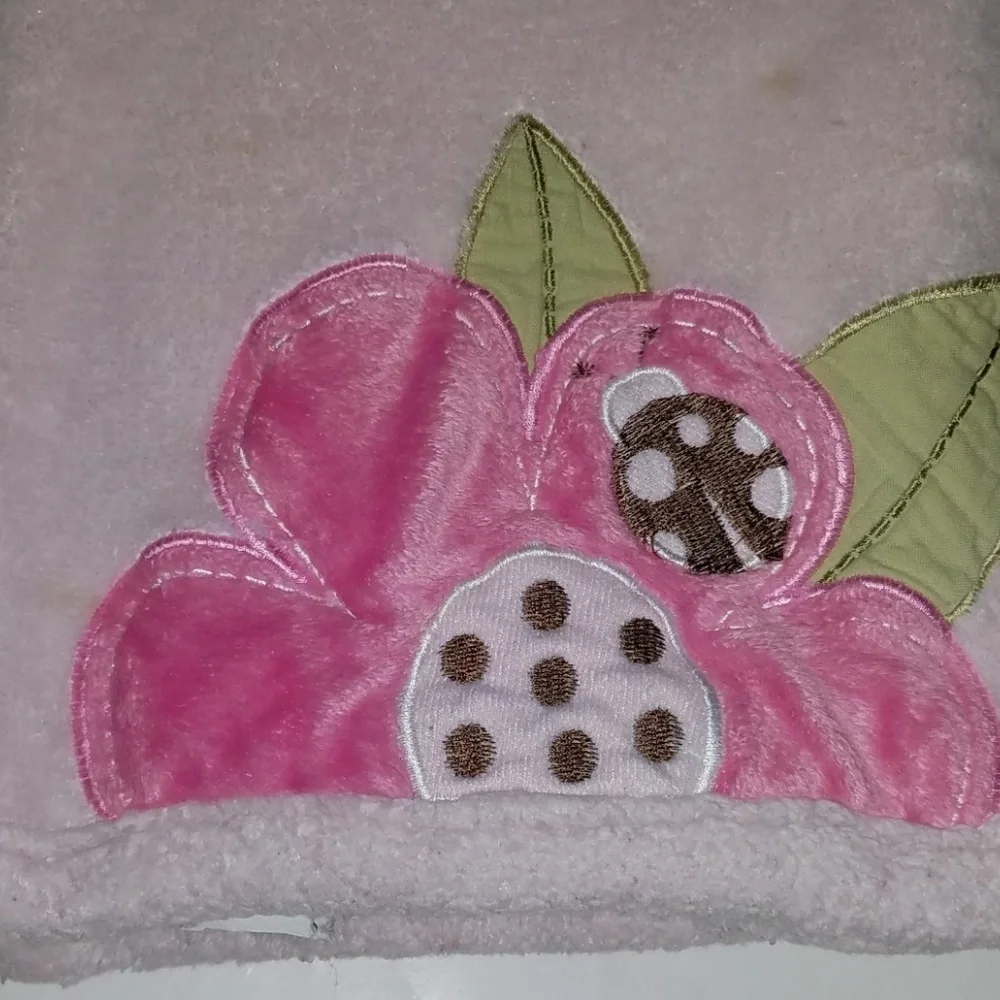 Tiddliwinks Flower Ladybug Pink Baby Blanket Lovey Fleece Girl Soft SPOTS AS IS
